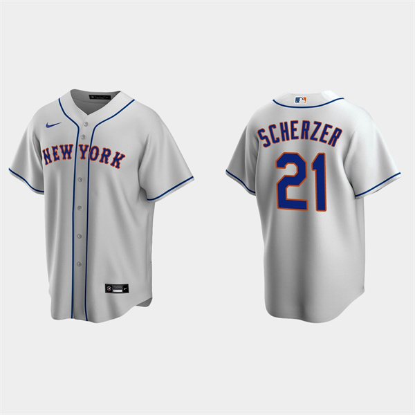 Men's New York Mets #21 Max Scherzer Grey Cool Base Stitched Baseball Jersey